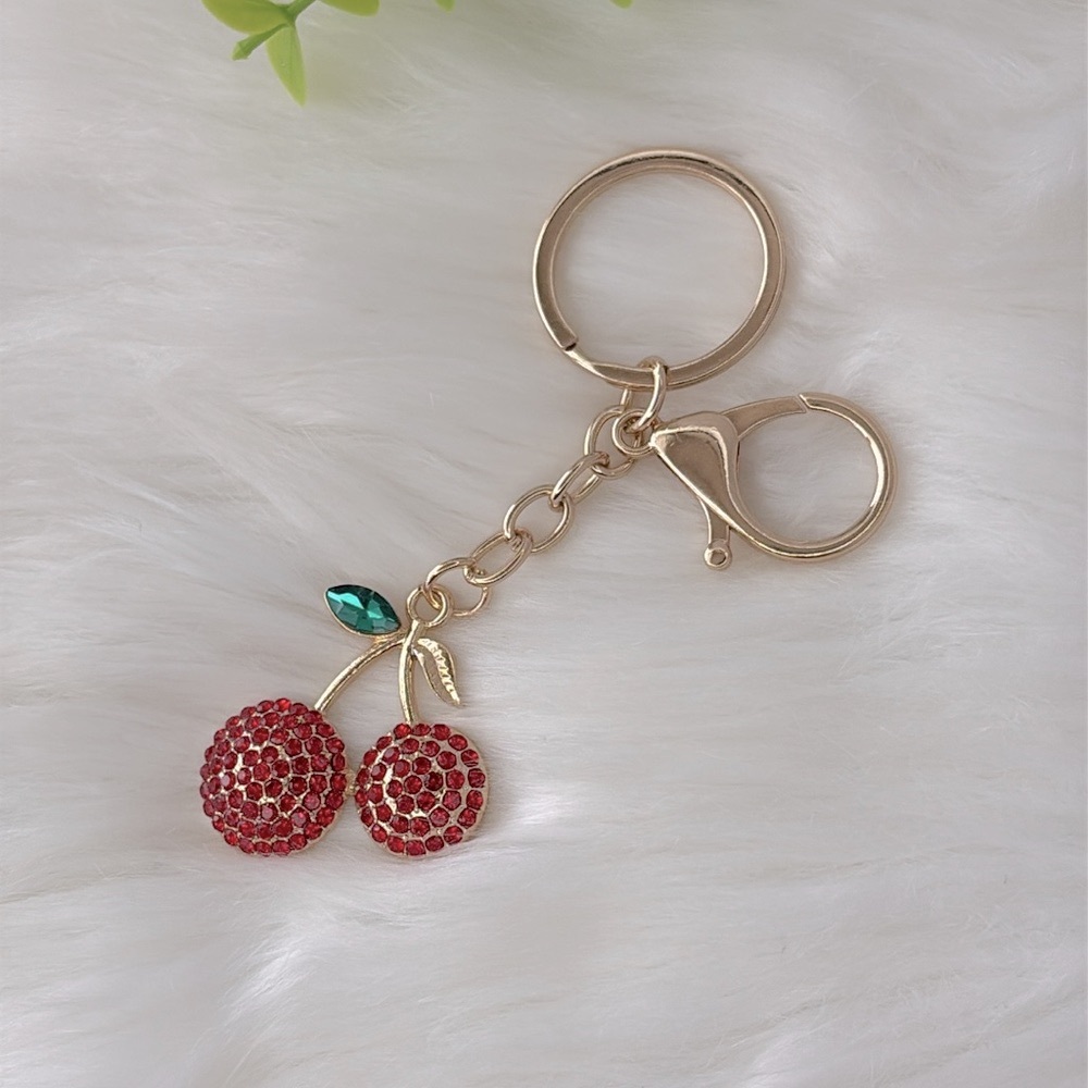 Cherry Rhinestone Bag Charm/‎ Keychain Accessory - Picture 3 of 6